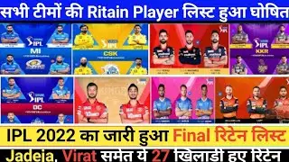IPL 2022 Retention | All Teams Retention list | IPL 2022 Retain player list