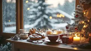 Cozy Christmas Jazz 🎄 Snowy Window, Candlelight & Warm Holiday Ambience