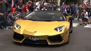 Gold Chrome Lamborghini Aventador Roadster LP700 in Monaco
