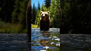 Grizzly Bear Enjoying Springtime #ai #aiart #naturelovers #grizzlybear #nature #bear #river #relax