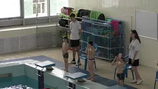 Оха.  Дельфин, соревнования по плаванию. Дети