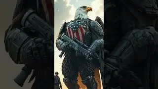 A massive, armored bald eagle with an impressive wingspan stands proudly #shorts2025 #viral
