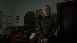 Dakota Fanning in a dress with big sleeves - The Alienist (S1E1, 2018)