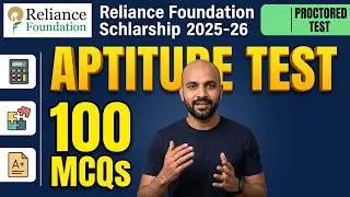 🤩 Reliance Foundation Scholarship 2025-26 aptitude test preparation🔥100 most important MCQ questions