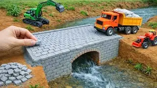 Build a concrete bridge using bricks | diy making Free Electricity from water science project