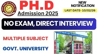 PhD Admission 2026 | Govt. University l New PhD Admission Notifiction 2026