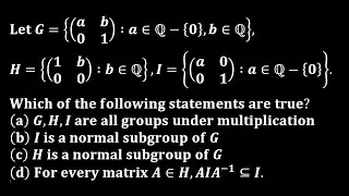mcq 11 normal subgroup of general linear group theory abstract algebra modern algebra