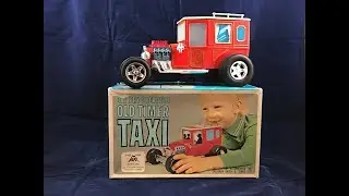 Old Timer Taxi, Japan Battery Operated Tin Toy, Alps, 1960d