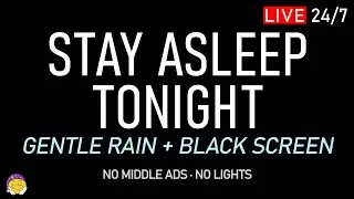 🔴 STAY ASLEEP TONIGHT | Gentle Rain Sounds + Black Screen | Easy Sleep & Quiet Night