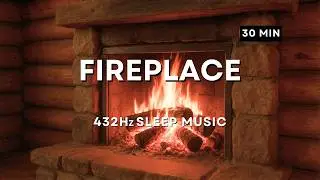 432Hz Cozy Fireplace Night (30 MIN) | Deep Sleep Soundscape | No Talking 🔥🌙