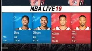 NBA Live 19 - Thunder at Trailblazers - Game Highlights - Paul George 35 pts, CJ Mccollum 44 pts