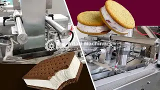 машина для производства и упаковки мороженого-сэндвичей с печеньем, круглые/квадратные вафли