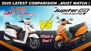 Jupiter 125 Vs Hero Destini 125 Full Comparison Video 2025 | Best Mileage Scooters in India 2025