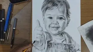 How To Draw Cut Baby Boy : Free Hand Realistic Pencil Drawing Process 