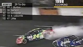 Rusty Wallace sends Jeff Gordon into The Wall - Richmond 1998 !!!