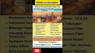Oil & Gas Shutdown Project - Free recruitment to KSA #freevisajobs #freerecruitment #freejobs