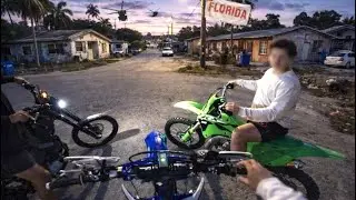 Dirt Bikes Hanging Out In Hood |E-bike,Kx100,YZ|