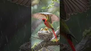 Heart-Touching Moment: Mother Bird Covers Her Chicks from Rain ✨ #birdlovers #indianbirds #birdlove