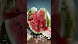 cutting watermelon with chainsaw