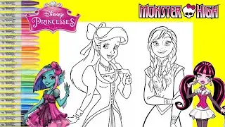 Disney Princess Makeover as Monster High Draculaura and Grimmily Anne McShmiddlebopper Coloring Book