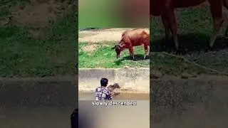 Heartwarming Rescue - Man Saves Calf Trapped in Ditch 🥹❤️