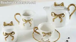 Creative Colored Bow Ceramic Tableware Set Original Design Household Dinnerware Sets