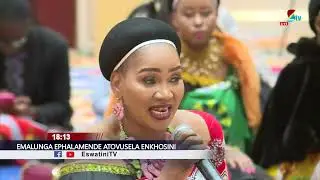 Senator Lindiwe Dlamini addressing their Majesties during the courtesy call.