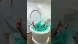 I FELL into the Worlds Largest Toilet Teal Pool with HUGE SPLASH #shorts