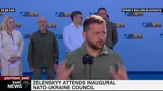 Ukrainian President Volodymyr Zelenskyy attends the NATO-Ukraine Council