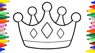 cute easy Crown 👑 drawing| Drawing, Painting, colouring for beginners kids and Toddlers