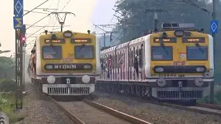 PARALLEL CROSSING BETWEEN TWO SIMILAR MODEL ICF MEDHA LOCAL TRAIN FACE TO FACE MOVING INDIAN RAILWAY