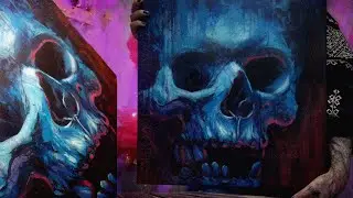 Skull \ bigBlue \  #acrylicpainting