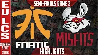 FNC vs MSF Highlights Game 2 | EU LCS Playoffs Semi-Final Summer 2018 | Fnatic vs Misfits