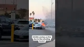 C8 Corvette Z06 catches fire in parking lot after recall warning #corvette #z06 #recall 😬