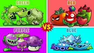 PVZ2 - 4 COLOR Teams (Green x Red x Blue x Purple) - Which Team Plant Will Win?