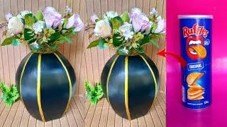 COMO FAZER VASO DECORATIVO USANDO EMBALAGEM DE BATATA FRITA E GESSO | FAÇA VOCÊ MESMO VASO DE GESSO