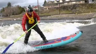 SUP River Surfing a Mush Pile Wave at the Bend Whitewater Park