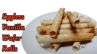Eggless Vanilla Wafer Rolls Without Oven | No Fail Crispy Cigarette Cookies