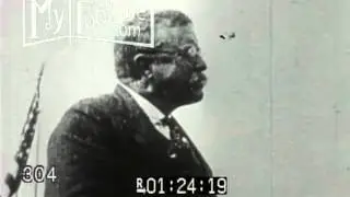 1900s President Theodore Roosevelt Giving Speech (Silent)