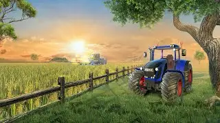 Tractor Connect The Grass Cutting Machine And Go To The Field.  Game-3D-IOS. Gamplay