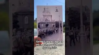 German infantrymen on the march, now Soborna Square, Lviv #history #ww2 #ww2rebuilder #lviv