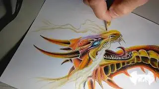 Desenhando drag&atilde;o colorido segunda parte  [D-003]- Drawing Dragon's- Speed Drawing
