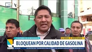 Choferes de La Paz protestan en puertas de la ANH por la “mala calidad” de la gasolina