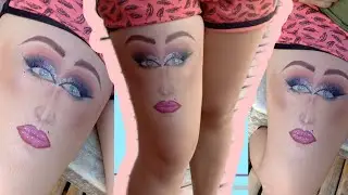 Full Face Makeup Art on Thigh 2020 Drag Queen Makeup [Time-Lapse]
