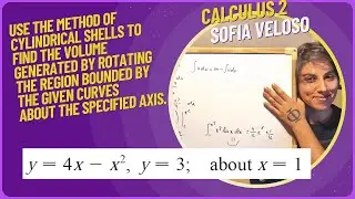 6.3.17 Use cylindrical shells to find the volume by rotating the region. y =4x-x^2, y =3; about x =1