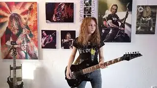 Phantom Days. Кавер на электрогитаре. Алексия - 13 лет. Dark Tranquillity. Сыграла за 3 гитары