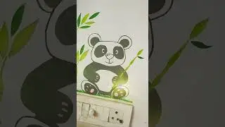 simple painting of a cute panda || wall painting