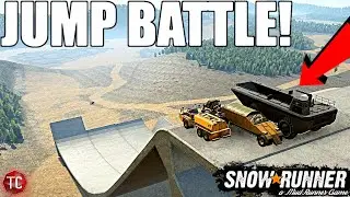SnowRunner: SKI JUMP BATTLE! CAT 770G vs CAT 745C vs LARC BERTHA!!