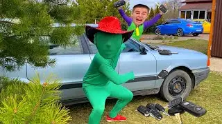 FIRE TRUCK vs MONSTER TRUCK on a GIANT Water Slide! | Family ChallengeComedy Video