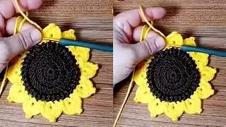 “How to Crochet a Sunflower Coaster | Easy Crochet Flower Coaster Tutorial for Beginners